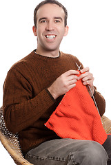 Image showing Happy Knitting Man