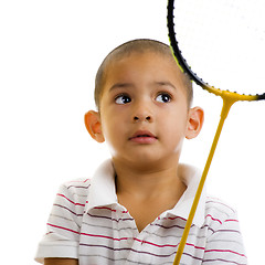 Image showing boy with badminton racquet