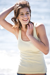 Image showing Happy beach summer girl