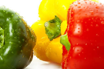 Image showing  peppers with water on