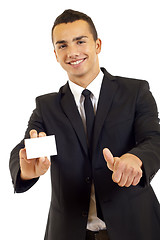 Image showing  man showing a blank card