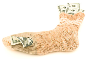 Image showing Dollars in the sock