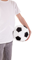 Image showing body of a boy holding a soccer ball