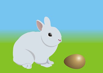 Image showing Easter bunny and golden egg