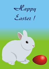 Image showing Easter bunny and red egg