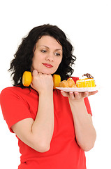 Image showing woman with dumbbells