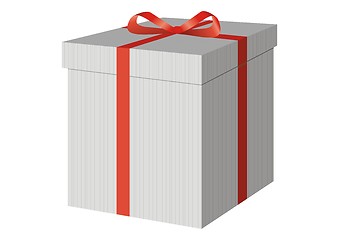 Image showing A present box with a red bow