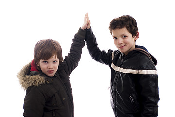 Image showing Give-me a five, between two boys