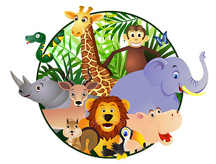 Image showing Cute animal cartoon in the circle