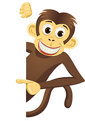 Image showing Cute cartoon monkey and blank space