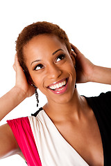 Image showing Beautiful laughing African business woman