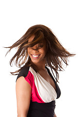 Image showing African business woman with swirling hair