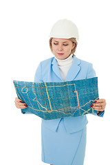 Image showing Woman engineer with plan