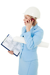 Image showing Busy business architect woman