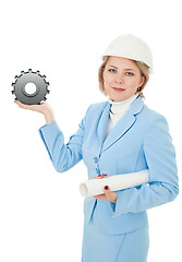 Image showing Engineer holding gear