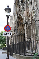 Image showing Road Sign outside Notre Dame, Paris