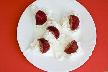 Image showing strawberry with cream