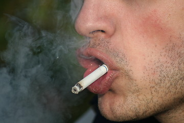 Image showing Person Smoking a Cigarette