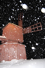 Image showing Snowy Night Windmill