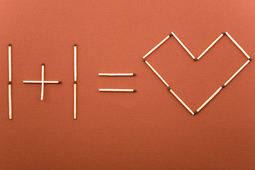 Image showing one plus one equal love