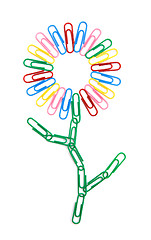 Image showing Color paperclips flower