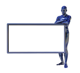 Image showing blue man figure and white board