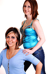 Image showing Two beautiful young girls in a portrait.