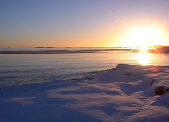 Image showing Winter sea sunset