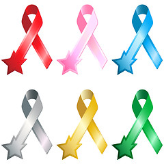 Image showing Set of 6 Ribbon with Star.