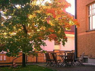 Image showing City Courtyard  in the Fall