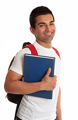 Image showing Ecstatic ethnic student smiling exuberantly