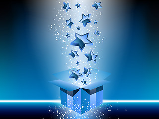 Image showing Blue gift box with stars.
