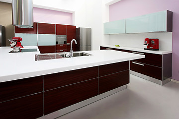 Image showing Purple kitchen counter