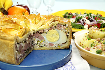 Image showing Sliced Hamm And Pie