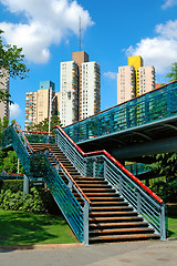Image showing Stairs of overbridge in park