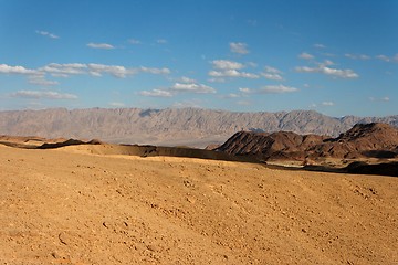 Image showing Rocky desert landscape at sunset