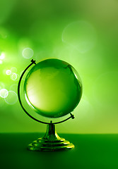 Image showing Green glass globe 