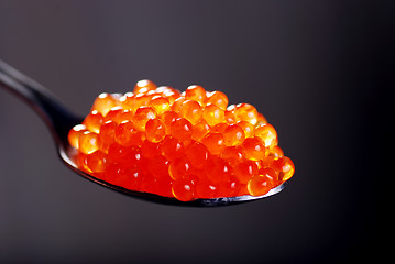 Image showing Red caviar in spoon