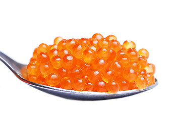 Image showing Red caviar in spoon