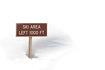 Image showing ski area sign in snow