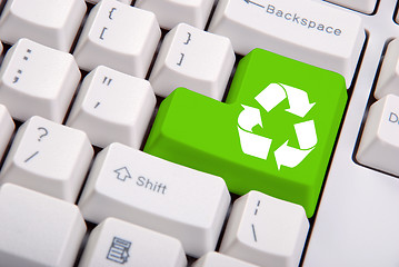 Image showing recycle symbol on the computer keyboard