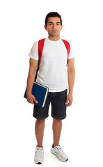 Image showing Full length student guy standing on white