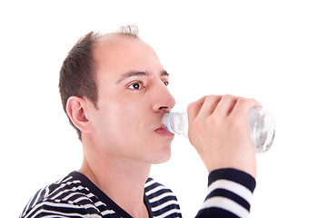 Image showing man drinking a bottle of water