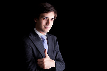 Image showing Young Business Man with thumb raised