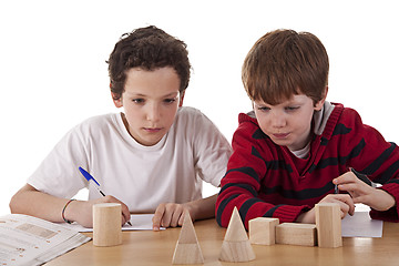 Image showing Two students in math´s class