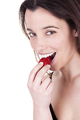 Image showing women eating strawberries