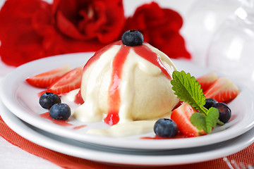 Image showing Dumplings with strawberry - knoedel