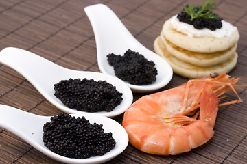 Image showing shrimp and caviar