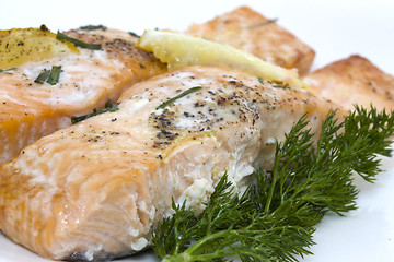 Image showing delicious baked salmon