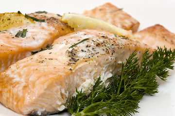 Image showing Delicious baked salmon